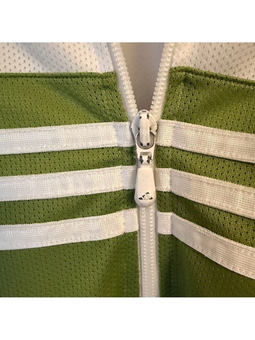 Adidas Womens Track Jacket 3 Stripe Green White Full Zip Pockets Lined Sz Large - Picture 12 of 12